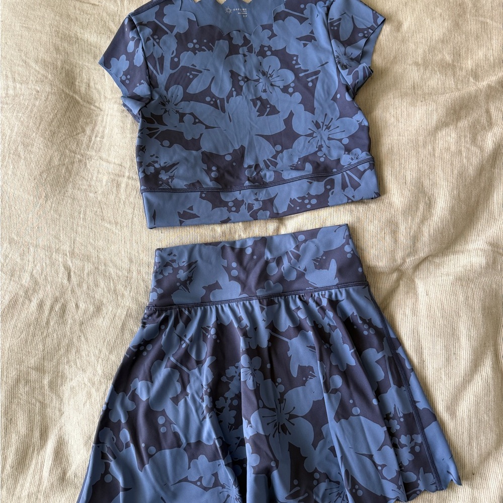 Active Wear Floral Blue Two-Piece Set